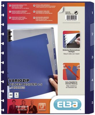 Elba 100420935 Ringmappen-Register image vario-zipp, PP, transluzent/dunkelblau,