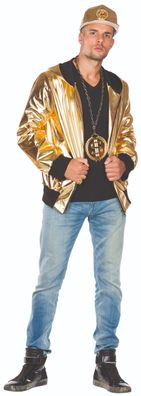 PxP 14467 - King Rapper Jacke, Goldglänzende Kapuzenjacke, Gr. 48 - 58