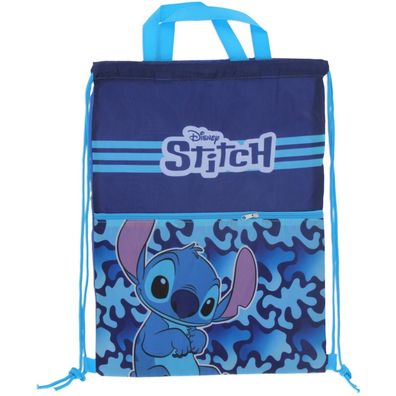 Turnbeutel mit Stitch Aufdruck, Tasche, Rucksack mit Reißverschlussfach