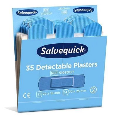 Salvequick® 51030127 Pflaster-Strips Nachfüllpackung - 6x 35 Stück, blau