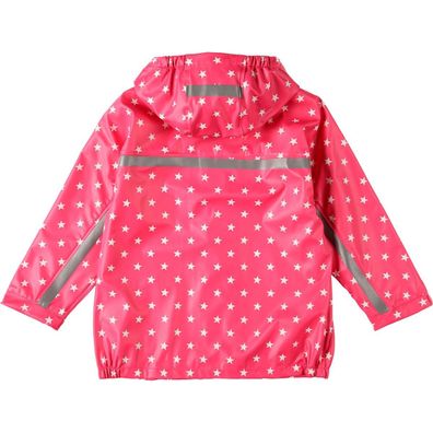 BMS Kinder Regenjacke Softskin Buddeljacke Pink mit Weissen Sternen