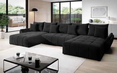 FURNIX Schlafsofa VENTIS U Polstercouch U-Form Bettkasten Kissen EN25