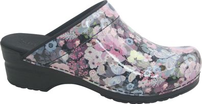 Sanita Damen Offener Clog Original-Isalena Open Rose print