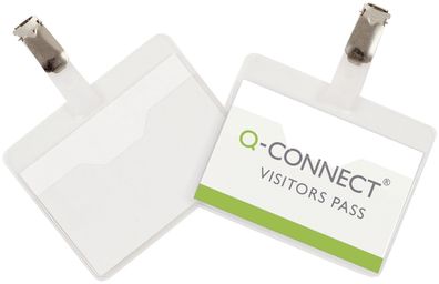 Q-Connect® KF01560 Namensschilder - mit Clip, oben offen, 90 x 60 mm