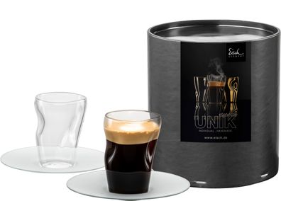 EISCH 2 Espressogläser 132/8 mit satin Untertasse in GR UNIK 30013203