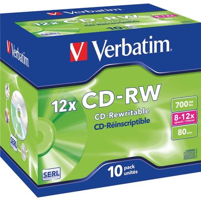 Verbatim CD-RW 43148 8-12x 700MB 80Min. Jewelcase 10 St./Pack