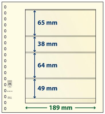Lindner T-Blanko-Blätter 4 Streifen: 49 mm, Einzelblatt