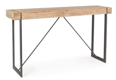 Bar-Tisch Garret 200 x 50 x 110 cm Tannenholz Tischplatte mit Stahlbeine schwarz