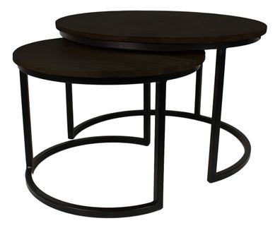 Couchtisch Nero 2er Set Rund Mangoholz