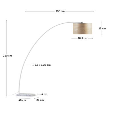 Stehlampe Juhe 150 x 45 x 210 cm Stahl, Marmor, Holz Dekoartikel Leuchte