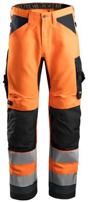 Snickers AllroundWork Hi-Vis Arbeitshose, Kl. 2, EN 14404, 20471 HV-Orange-Stahlgrau