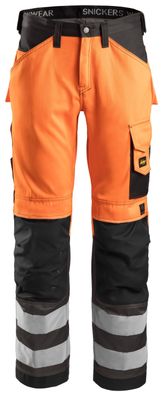 Snickers Hi-Vis Arbeitshose, Kl. 2, EN 14404, 20471 HV-Orange-Anthrazit