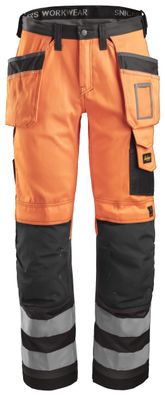 Snickers Hi-Vis Arbeitshose m. Holstertaschen, Kl. 2, EN 14404, 20471 HV-Orange-An