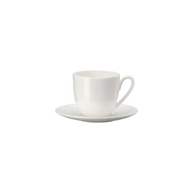 Becher mit Henkel bauchig mit Untertasse - Rosenthal JADE BONE CHINA WEISS - Set 2-tl