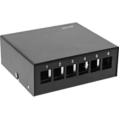 InLine® 76266S Patchfeld-Dose Aufputz für 6x Keystone RJ45, Metall, schwarz RAL9005
