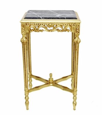 Gold Square Side Side Table with Beige Marble Top Coffee Table French Baroque Style
