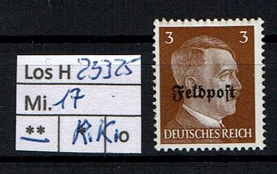 Los H23325: Deutsches Reich Feldpost Mi. 17 * *, Echtheit fraglich, als Lückenfüller