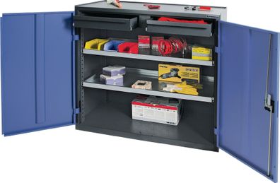 Werkzeug-/Beistellschrank H1000xB1000xT500mm 2 Schubl.,2 BD grau/blau NCS PROMAT