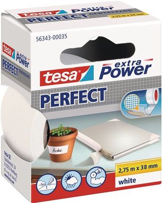 Gewebeband ext. Power® 56343 weiß L.2,75m B.38mm Rl. TESA