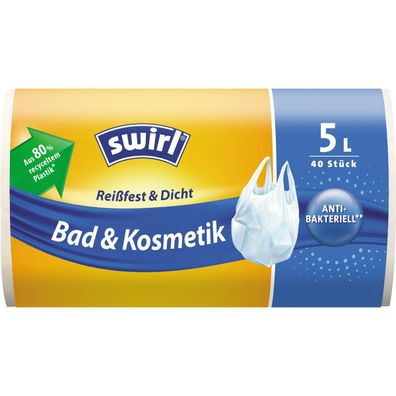 swirl® 3290 Tragegriff-Müllbeutel Bad & Kosmetik 5,0 l 40 St