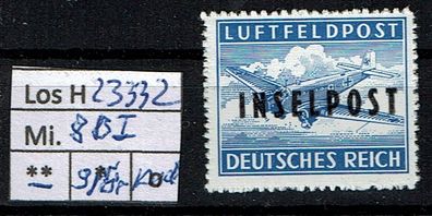 Los H23332: Deutsches Reich Feldpost Mi. 8 B I * * , gepr. Dr. Dub