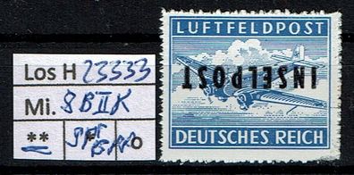 Los H23333: Deutsches Reich Feldpost Mi. 8 B II K * * , gepr