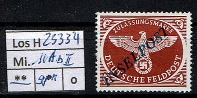 Los H23334: Dt. Reich Feldpost Mi. 10 A b II * * , gepr. Krause (verm. Fälschung)