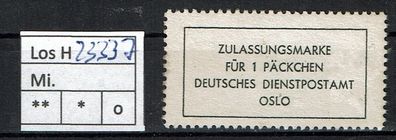 Los H23337: Dt. Reich Feldpost Zulassungsmarke Päckchen Oslo * *