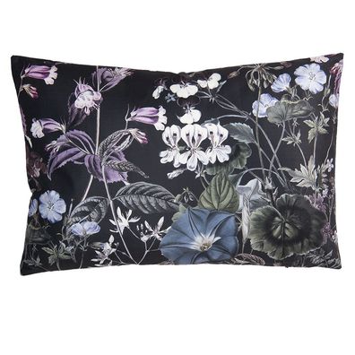 Clayre & Eef Dekokissen 60x40 cm Schwarz Synthetisch Rechteck Blumen (Gr. 60x40x4 cm)