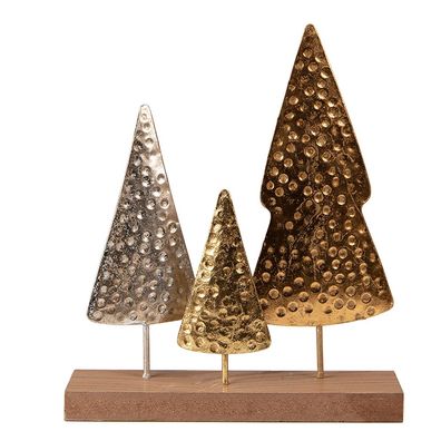 Clayre & Eef Weihnachtsdekoration Weihnachtsbaum 21x5x25 cm Goldfarbig Braun MDF