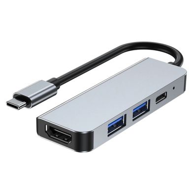 4in1 Multifunktonsadapter V2 in Grau HUB USB-C auf 2xUSB + HDMI + USB-C Adapter