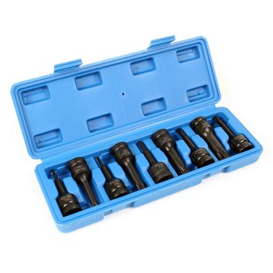 XPOtool 9tlg Schlagschrauber Nuss T20–T70 12,5mm 1/2" Innensechsrund Stecknuss lang