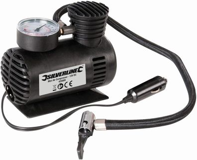 Silverline Kfz Werkzeug Mini-Druckluftkompressor 12 V DC