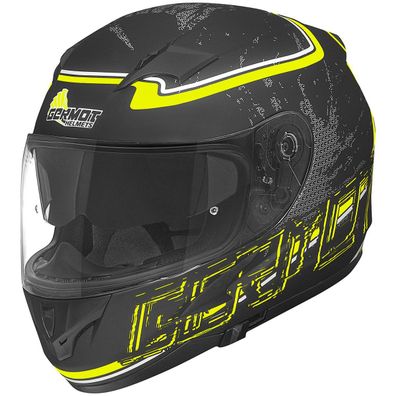 Germot Motorrad Integralhelm GM 306 Matt Schwarz/Fluo-Gelb