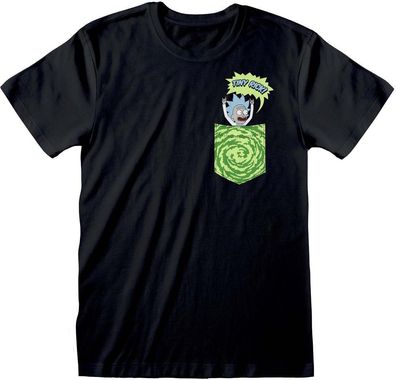 Rick And Morty - Tiny Pocket Rick T-Shirt Black