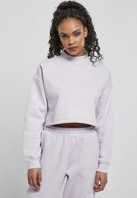 Urban Classics Damen Sweatshirt Ladies Cropped Oversized Sweat High Neck Crew Soft