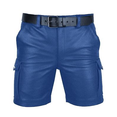 Lässige Cargo-Shorts aus echtem Leder in Blau für Herren Clubwear-Shorts aus echtem