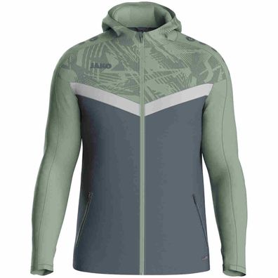 JAKO Kapuzenjacke Iconic anthra light/mintgrün/soft grey