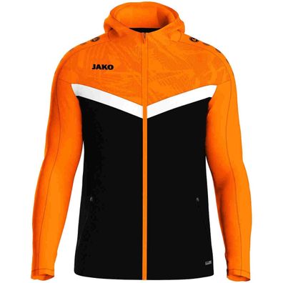 JAKO Kapuzenjacke Iconic schwarz/neonorange