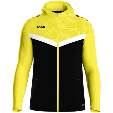 JAKO Kapuzenjacke Iconic schwarz/soft yellow