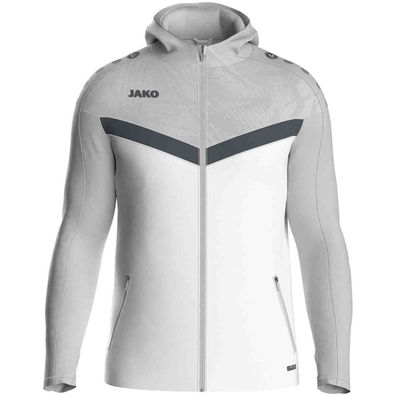 JAKO Kapuzenjacke Iconic weiß/soft grey/hellgrau