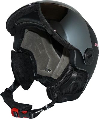 protectWEAR Skihelm MS95 schwarz matt mit Zwei Visieren klappbar