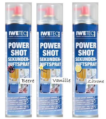 Iwetec Power Shot Lufterfrischer 600 ml 3 versch. Gerüche