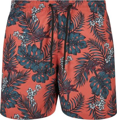 Urban Classics Pattern Swim Shorts Dark Tropical Aop