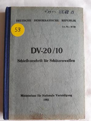 DDR NVA DV-20/10 Schießvorschrift für Schützenwaffen