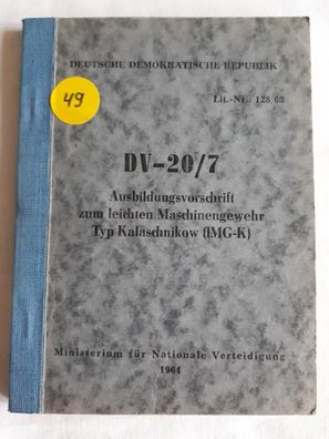 DDR NVA DV-20/7 Ausbildungsvorschrift zum leichten Maschinengewehr