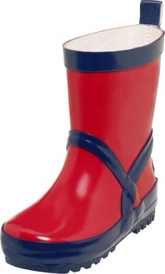 Playshoes Kinder Gummistiefel Uni Rot/Marine