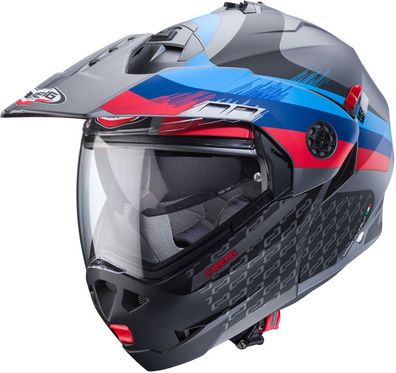 Caberg Motorrad Klapphelm Tourmax X Sarabe Matt-Gun Metallic/Schwarz-Blau-Rot