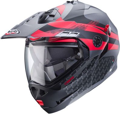 Caberg Motorrad Klapphelm Tourmax X Sarabe Matt-Gun Metallic/Schwarz-Rot