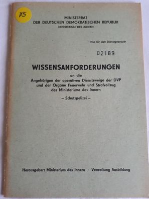 DDR MdI Wissensanforderungen an die Angehörigen der operativen Dienstzweige der DVP